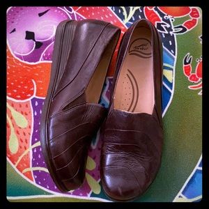 Dansko brown leather slip ons